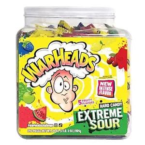 Warheads Hard Candy Extreme Sour Tub - 5 Flavors 240ct/2lb