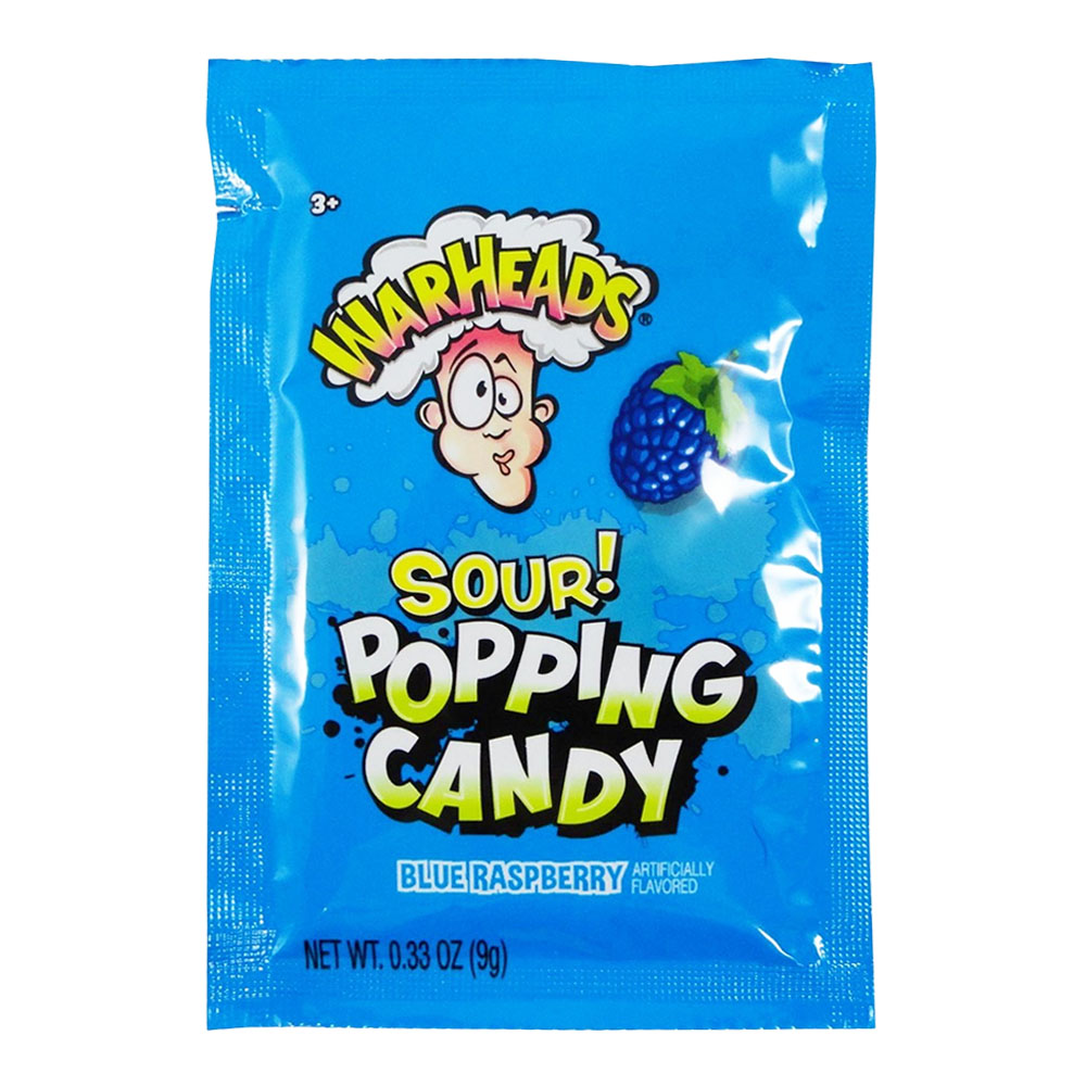 WARHEADS SOUR BLUE RASPBERRY POPPING CANDY 0.33oz