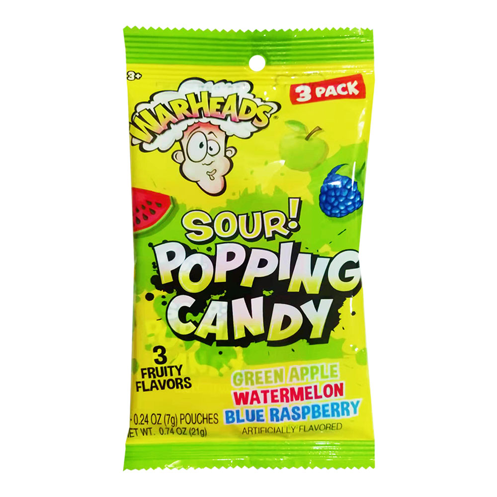 WARHEADS 3PK SOUR POPPING CANDY PEG BAG 0.74oz