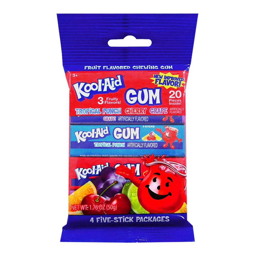 KOOL AID 3 FLAVORED 4PK GUM PEG BAG 1.76oz