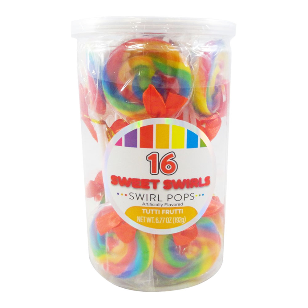 RAINBOW SWIRL POPS 16CT. TUB 6.77oz