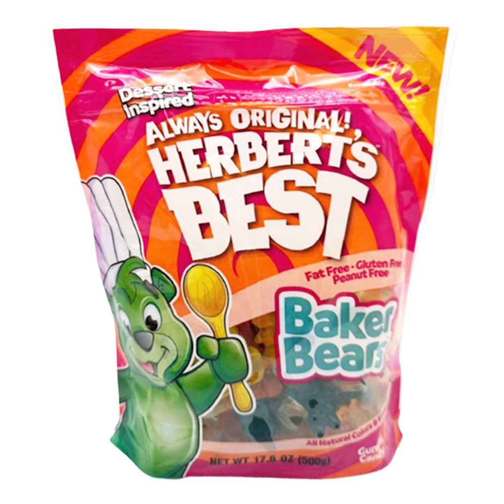 ALWAYS ORIGINAL! HERBERT'S BEST BAKER BEARS GUMMI CANDY LARGE GUSSET BAG 17.6oz