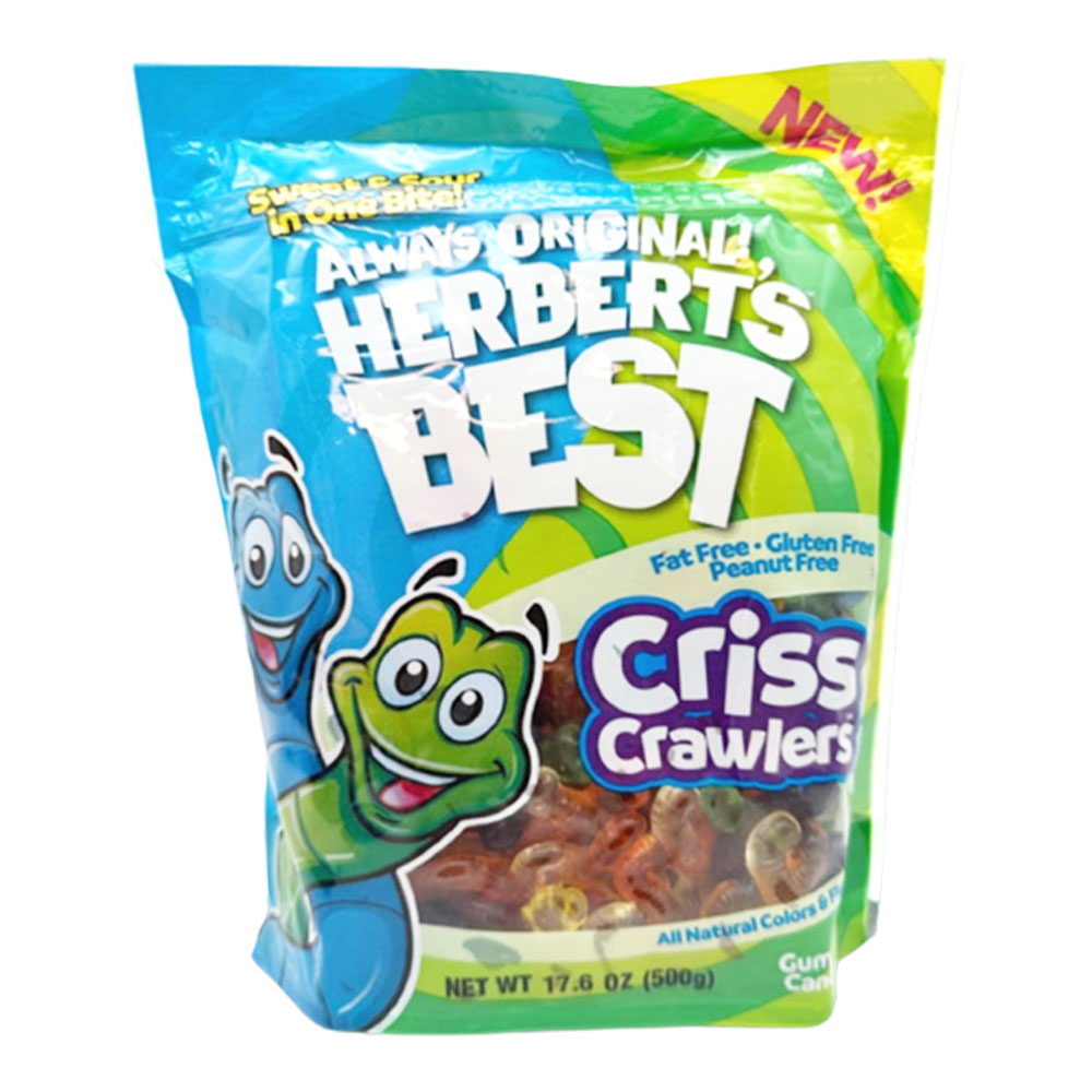 ALWAYS ORIGINAL! HERBERT'S BEST CRISS CRAWLERS GUMMI CANDY LARGE GUSSET BAG 17.6oz