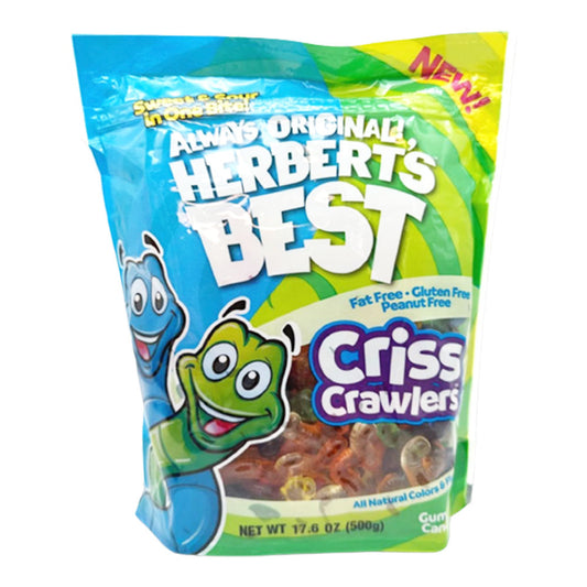 ALWAYS ORIGINAL! HERBERT'S BEST CRISS CRAWLERS GUMMI CANDY LARGE GUSSET BAG 17.6oz