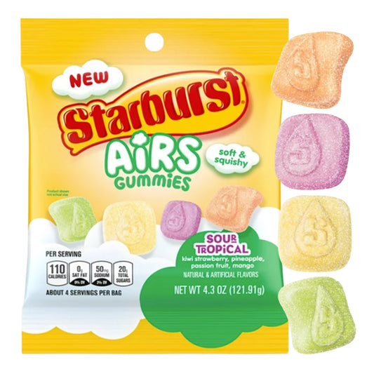 STARBURST AIRS GUMMIES SOUR TROPICAL PEG BAG 4.3oz