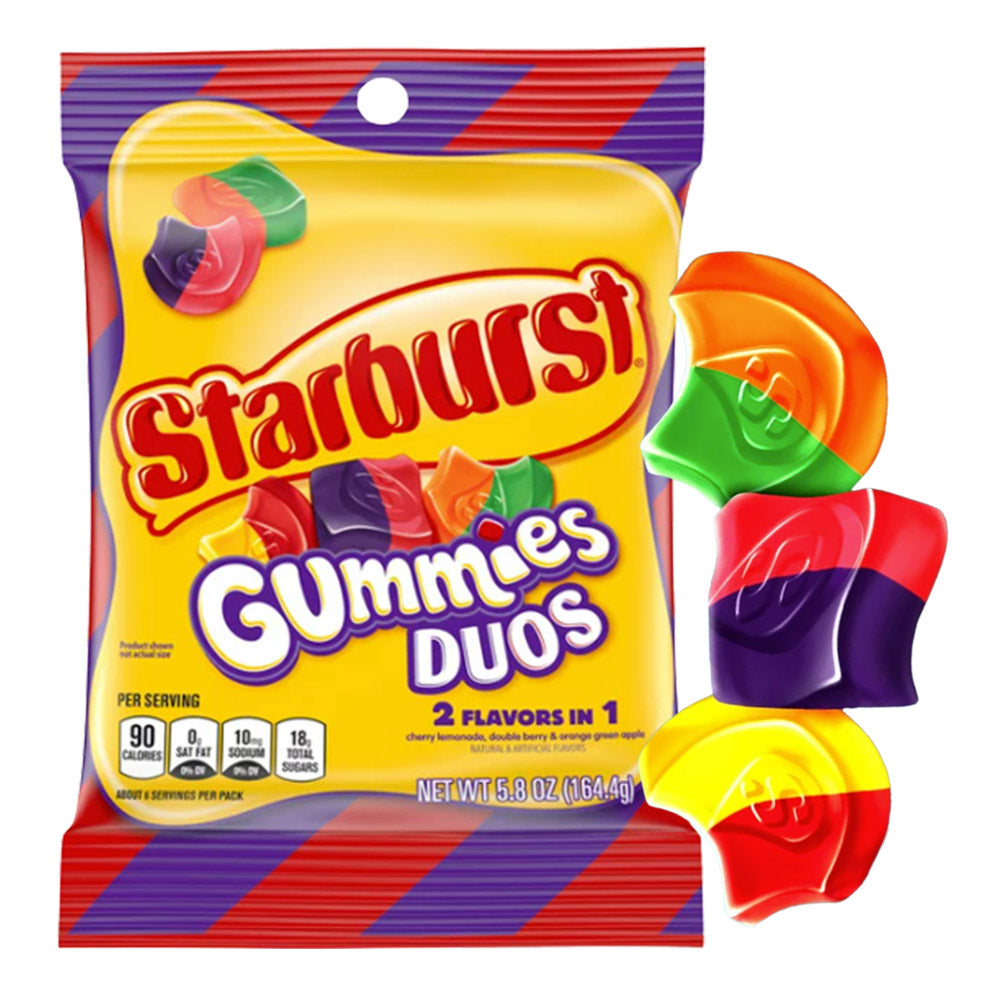 STARBURST GUMMIES DUOS PEG BAG 5.8oz