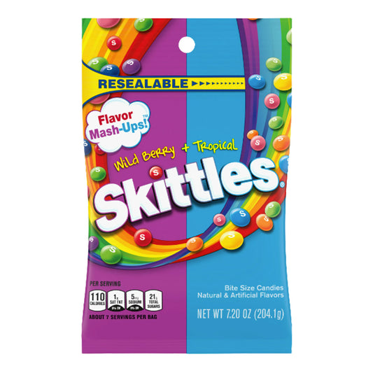 SKITTLES WILD BERRY + TROPICAL PEG BAG 7.2oz