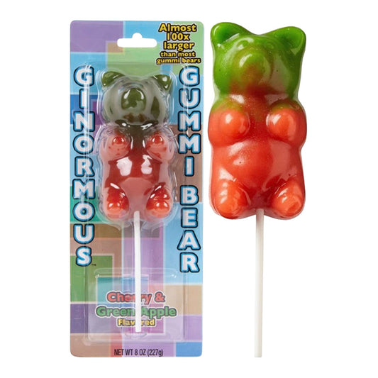 GINORMOUS GUMMY BEAR SUCKER - CHERRY AND GREEN APPLE 8oz