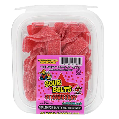 ALAMO CANDY SOUR BELTS TUB - STRAWBERRY 5oz