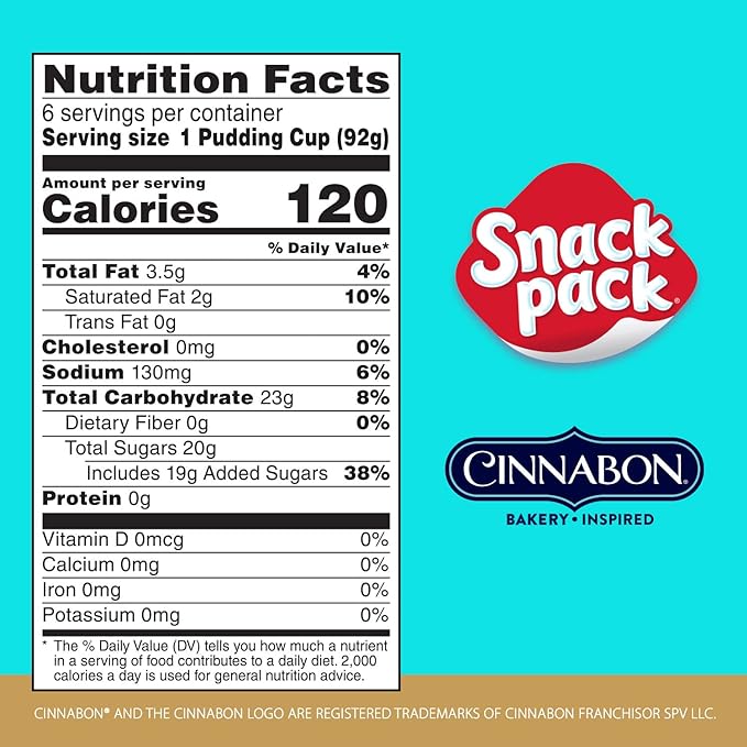 SNACK PACK - CINNABON PUDDING 6CT/3.25oz