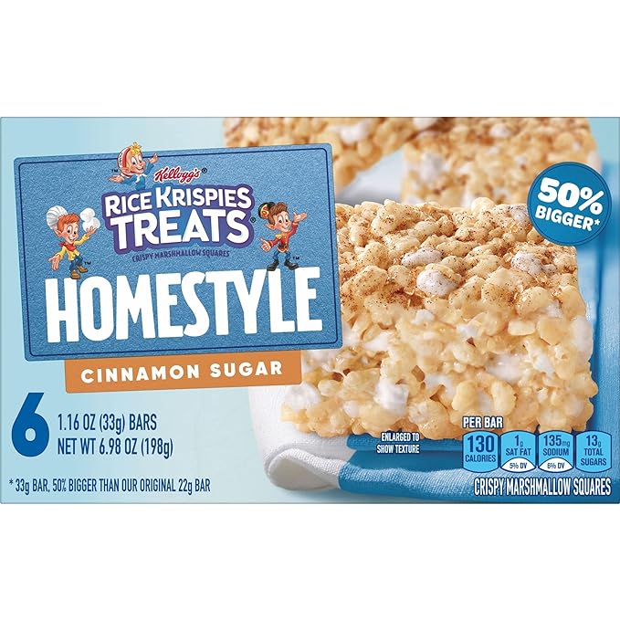 KELLOGG'S RICE KRISPIES TREAT - HOMESTYLE CINNAMON SUGAR 6CT/6.98oz