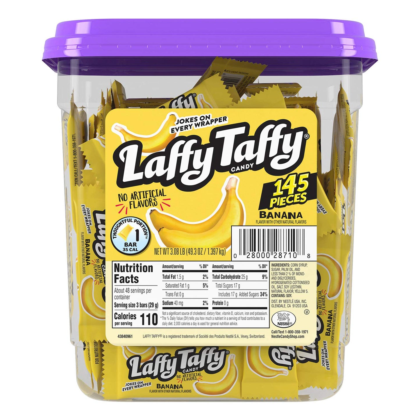 Laffy Taffy Candy Individually Wrapped Candy 3lb Tub (145 Pieces)