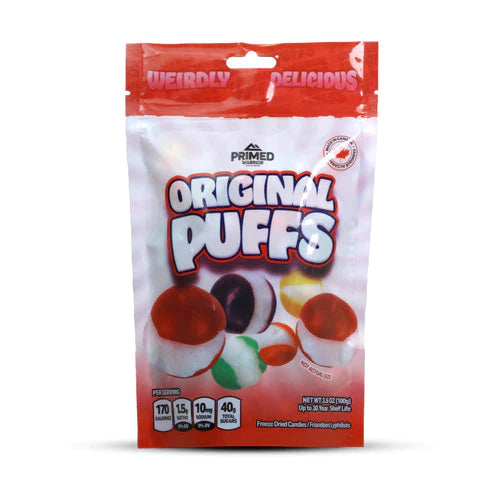 PRIMED WARRIOR FREEZE DRIED CANDY - ORIGINAL PUFFS 3.5oz PEG BAG