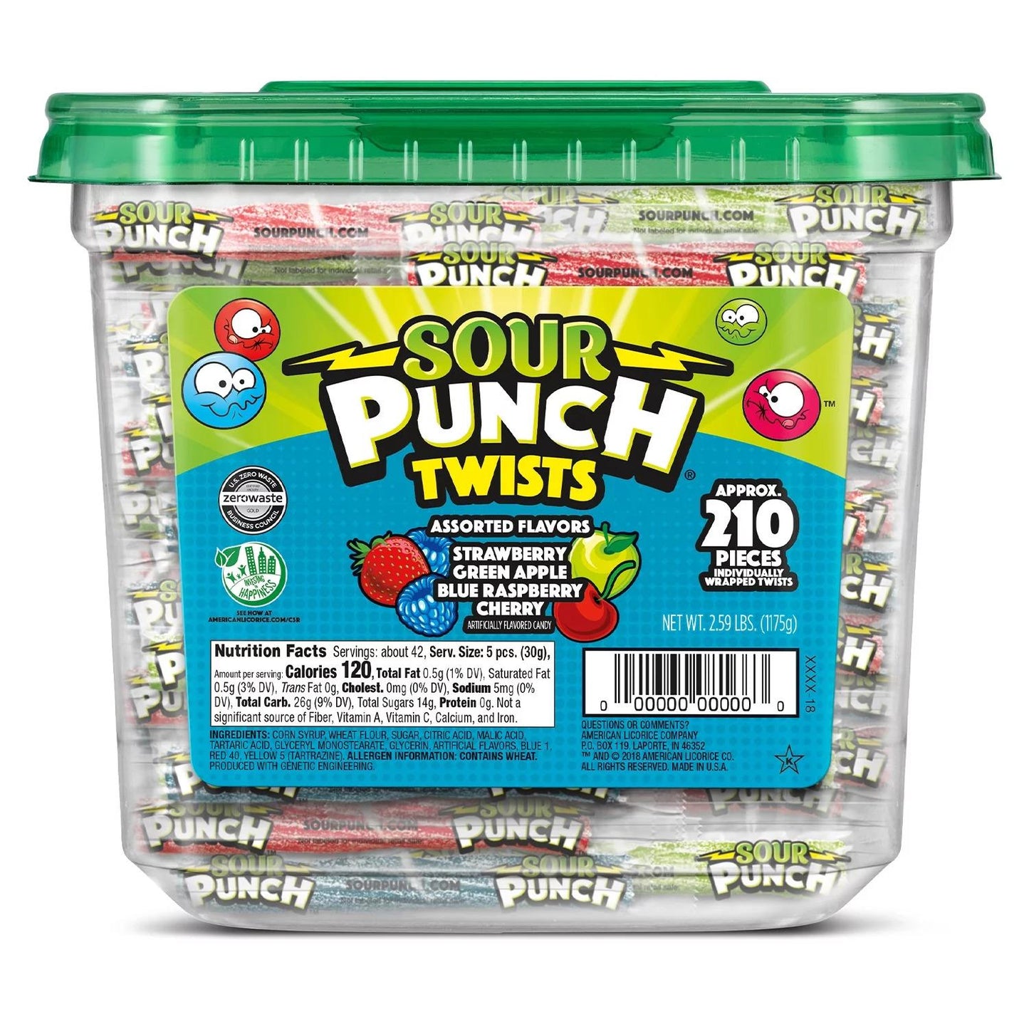 Sour Punch Twists Assorted Candy Flavors - 210ct/2.59lb