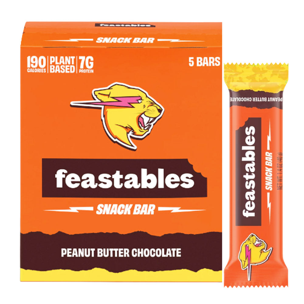 FEASTABLES MRBEAST PEANUT BUTTER CHOCOLATE SNACKS BARS 5ct/1.4oz