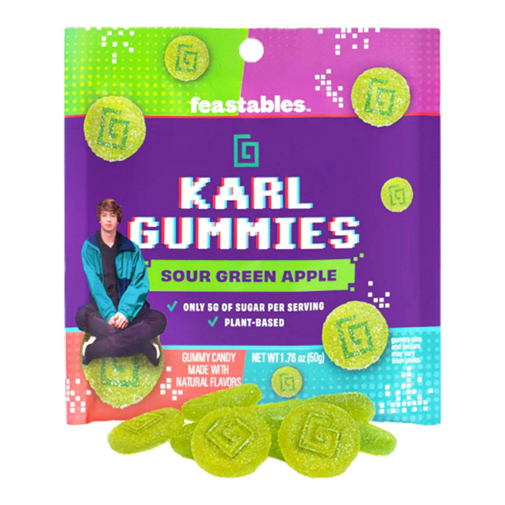 FEASTABLES KARL GUMMY CANDY - SOUR GREEN APPLE 1.8oz